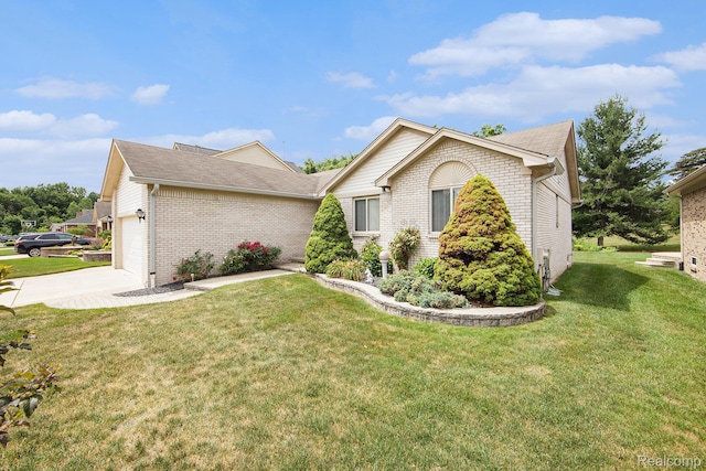 32851 Foster Ct, Fraser, MI 48026 - view of property exterior featuring brick siding, a garage, driveway, a lawn, and roof with shingles