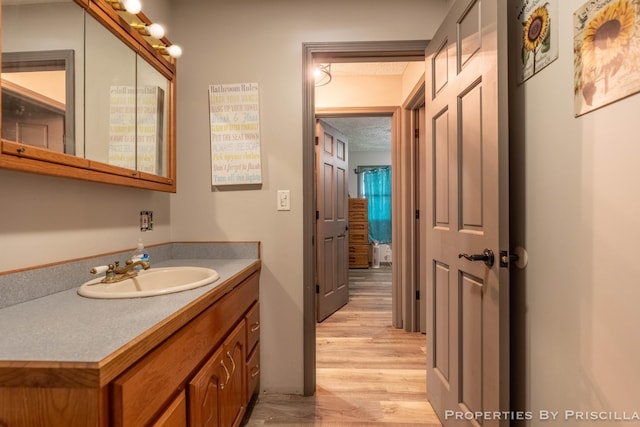9265 Mulliken Rd, Mulliken, MI 48861 - bathroom with vanity and wood finished floors