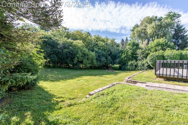 5587 Brompton Ct, West Bloomfield, MI 48322 - view of grassy yard with a deck