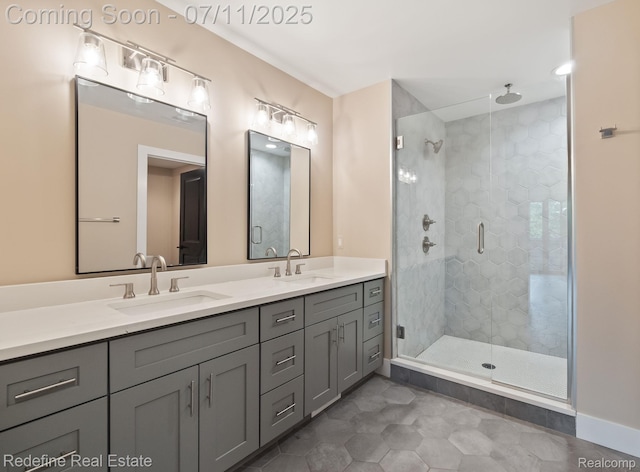 722 E Parent Ave, Royal Oak, MI 48067 - full bathroom with double vanity and a shower stall