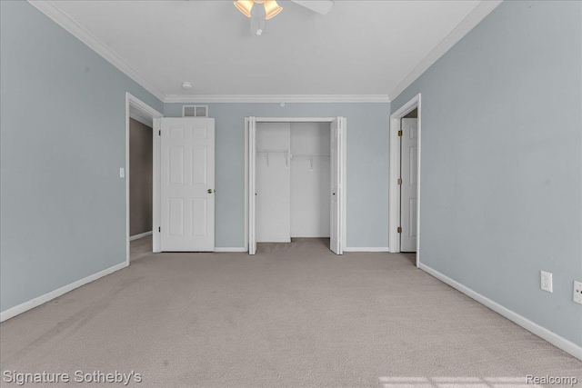 182 Amys Walk, Auburn Hills, MI 48326 - unfurnished bedroom featuring ornamental molding, a closet, carpet flooring, and ceiling fan