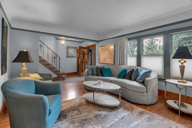 648 S Highland St, Dearborn, MI 48124 - living area with wood finished floors and stairway