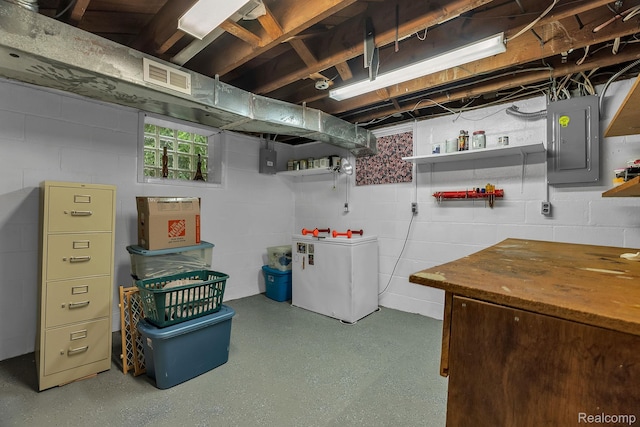 648 S Highland St, Dearborn, MI 48124 - basement featuring electric panel and concrete block wall
