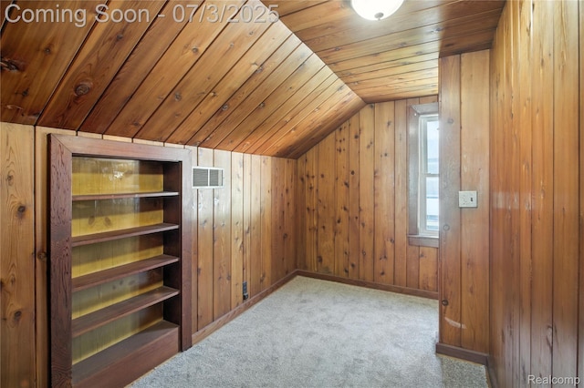 65 Martin Luther King Jr Blvd N, Pontiac, MI 48342 - bonus room featuring vaulted ceiling, wood ceiling, wooden walls, and carpet
