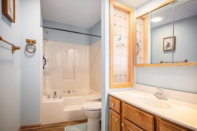 15891 Lakeview Dr, Buchanan, MI 49107 - bathroom with wood finished floors, vanity, and shower / washtub combination