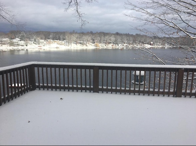15891 Lakeview Dr, Buchanan, MI 49107 - snow covered deck with a water view