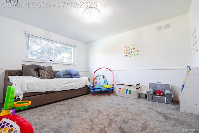 42331 Beacontree Ct, Northville, MI 48168 - bedroom with a chandelier and carpet flooring