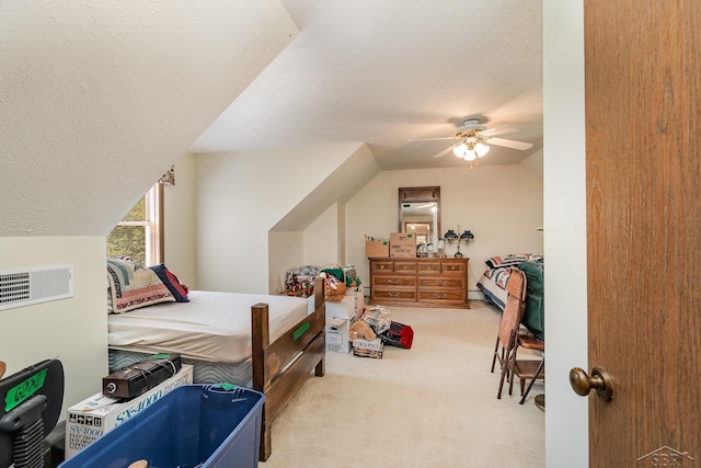 5772 Greensboro Way, Gladwin, MI 48624 - bedroom with carpet, ceiling fan, and a textured ceiling
