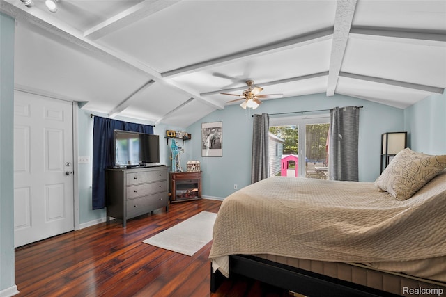 26752 Blackmar Ave, Warren, MI 48091 - bedroom with dark wood finished floors, access to outside, and a ceiling fan