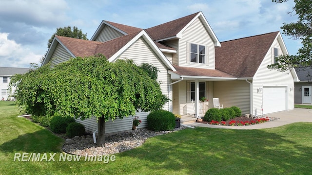 3200 Setting Sun Blvd, Saginaw, MI 48603 - view of front facade featuring a shingled roof, a front lawn, concrete driveway, and a garage