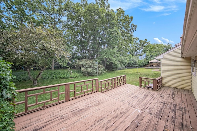 1507 Dicken Dr, Ann Arbor, MI 48103 - wooden deck featuring a fenced backyard and view of scattered trees