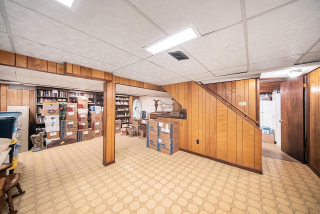 1507 Dicken Dr, Ann Arbor, MI 48103 - finished basement with wood walls and a paneled ceiling