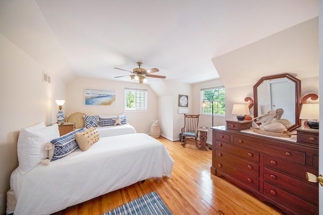 1507 Dicken Dr, Ann Arbor, MI 48103 - bedroom with lofted ceiling, light wood-type flooring, and ceiling fan