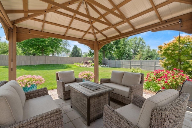 1560 Marksbury Ct, Byron Center, MI 49315 - fenced backyard with outdoor lounge area, a patio, and a gazebo
