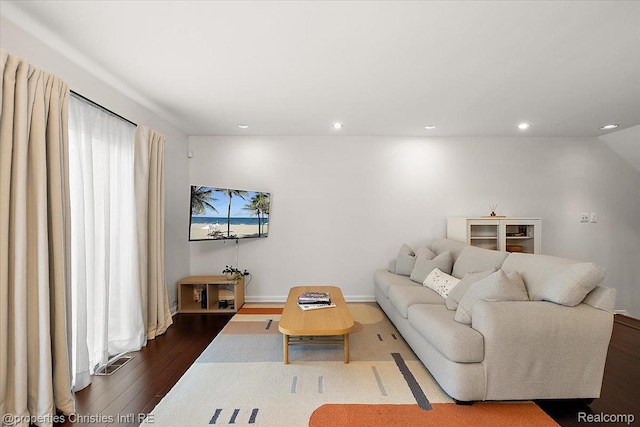 1982 Wickham St, Royal Oak, MI 48073 - living room featuring dark wood-type flooring and recessed lighting