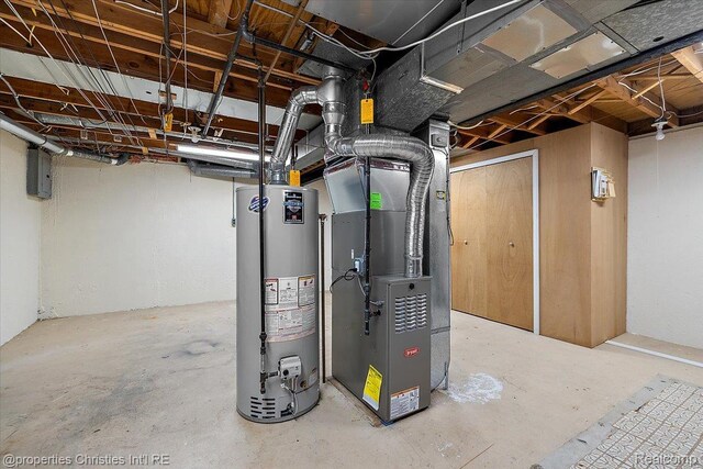 1982 Wickham St, Royal Oak, MI 48073 - unfinished basement featuring water heater and heating unit