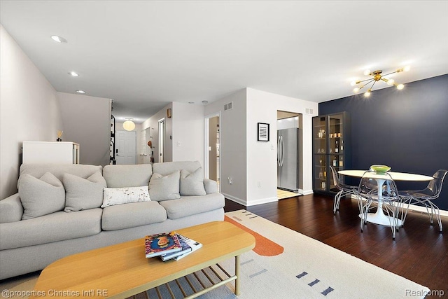 1982 Wickham St, Royal Oak, MI 48073 - living area featuring dark wood finished floors and recessed lighting