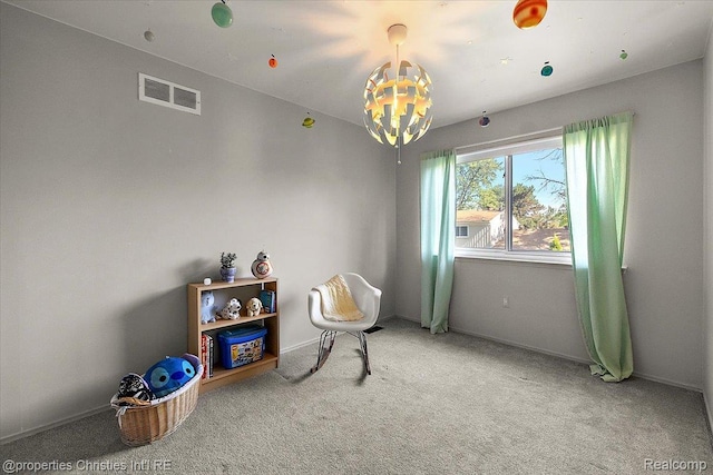1982 Wickham St, Royal Oak, MI 48073 - carpeted bedroom with a chandelier and baseboards
