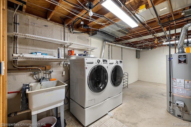 1982 Wickham St, Royal Oak, MI 48073 - washroom with water heater and separate washer and dryer