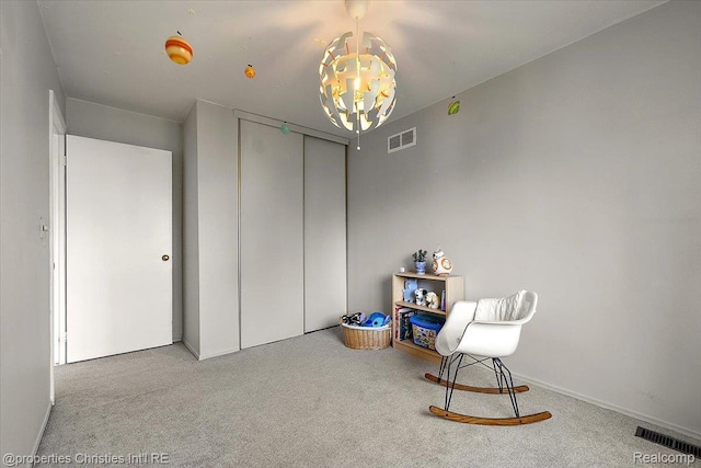 1982 Wickham St, Royal Oak, MI 48073 - sitting room featuring carpet and a chandelier