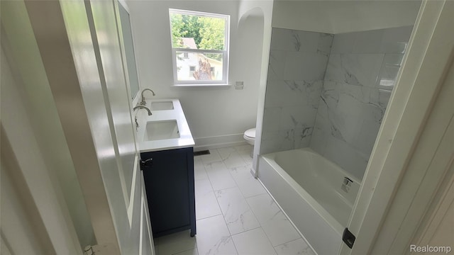 9630 Lambs Rd, Goodells, MI 48027 - full bath featuring marble look tile flooring and double vanity
