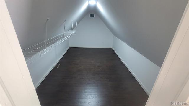 9630 Lambs Rd, Goodells, MI 48027 - additional living space with vaulted ceiling and dark wood finished floors