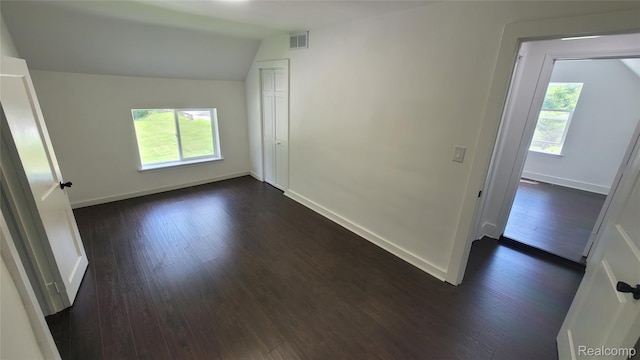 9630 Lambs Rd, Goodells, MI 48027 - spare room featuring dark wood-style flooring and lofted ceiling