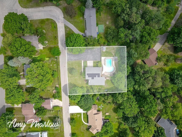 708 Magnolia Ct, Big Rapids, MI 49307 - aerial view of property and surrounding area with a pool and property parcel outlined