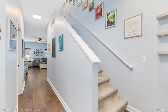 38 E Dallas Ave, Madison Heights, MI 48071 - stairway featuring a ceiling fan and wood finished floors