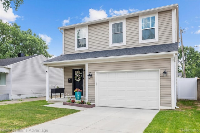 38 E Dallas Ave, Madison Heights, MI 48071 - traditional-style home featuring a garage, driveway, a porch, a front lawn, and a shingled roof