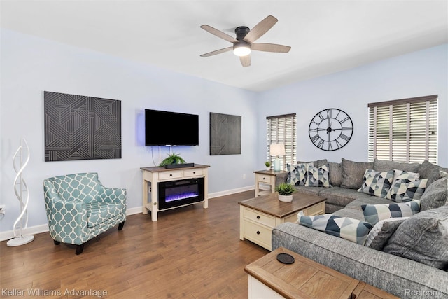 38 E Dallas Ave, Madison Heights, MI 48071 - living area with wood finished floors and a ceiling fan