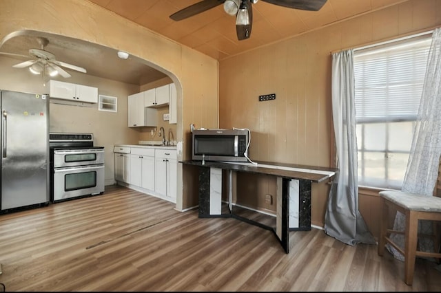 1079 Hurd Ave, Benton Harbor, MI 49022 - kitchen with appliances with stainless steel finishes, ceiling fan, and plenty of natural light