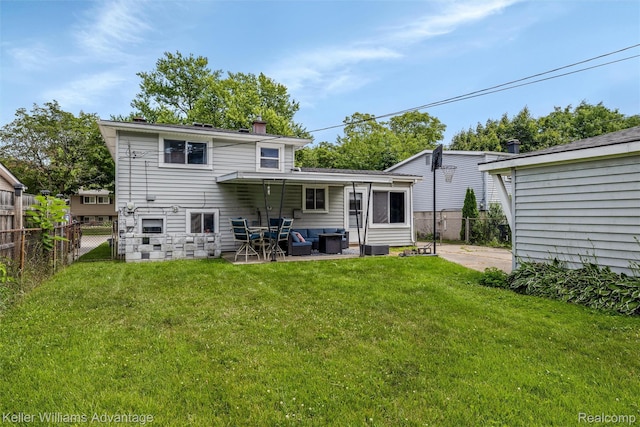 9428 Oak St, Taylor, MI 48180 - back of house featuring an outdoor hangout area, a fenced backyard, and a patio area