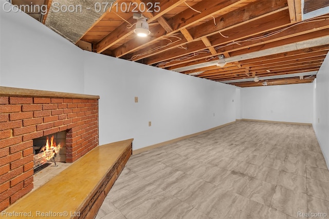 9624 Columbia, Redford, MI 48239 - finished below grade area featuring a fireplace and baseboards