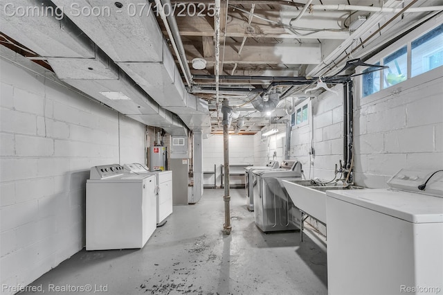 9624 Columbia, Redford, MI 48239 - below grade area featuring washer and dryer and water heater