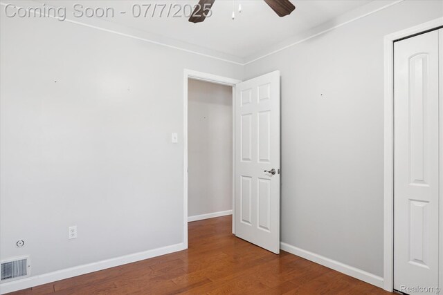 18735 Valade St, Riverview, MI 48193 - spare room featuring ceiling fan and wood finished floors