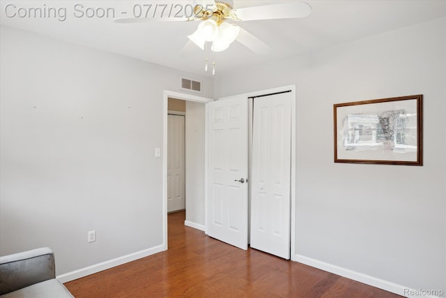 18735 Valade St, Riverview, MI 48193 - unfurnished bedroom featuring a closet, wood finished floors, and ceiling fan