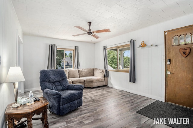 816 Malta St NE, Grand Rapids, MI 49503 - living area with wood finished floors, healthy amount of natural light, and ceiling fan