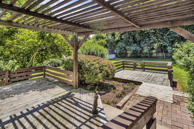 1007 Oak Grove Rd, Jackson, MI 49203 - deck with a shed, a fenced backyard, and a pergola