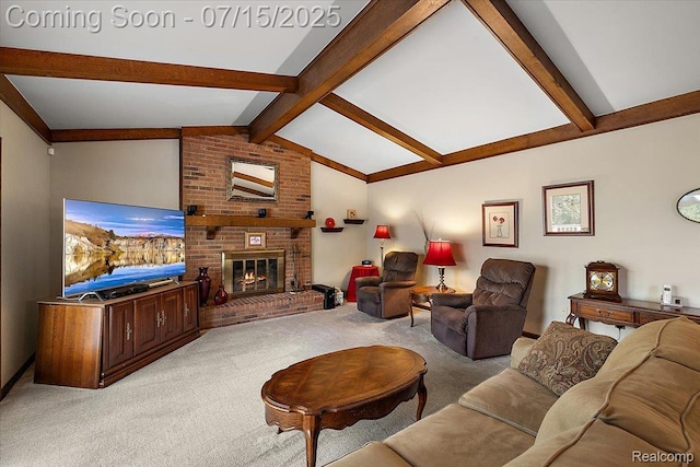 4516 Cahill Dr, Troy, MI 48098 - living room featuring light carpet and a fireplace