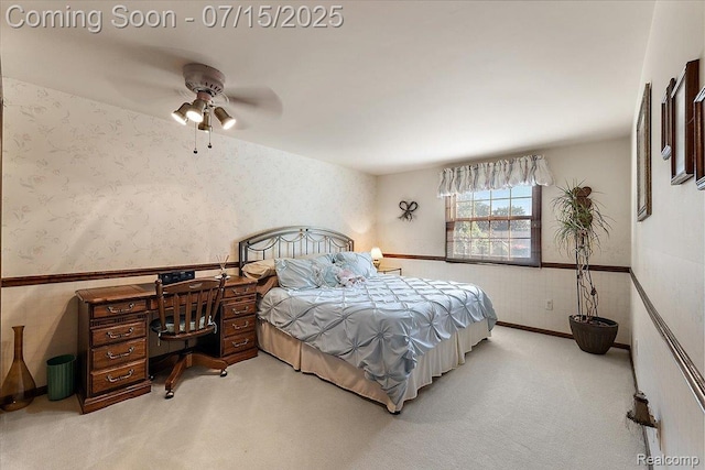 4516 Cahill Dr, Troy, MI 48098 - carpeted bedroom featuring wallpapered walls and ceiling fan