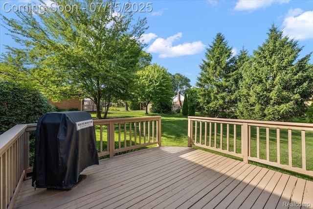 4516 Cahill Dr, Troy, MI 48098 - wooden deck featuring area for grilling and a lawn