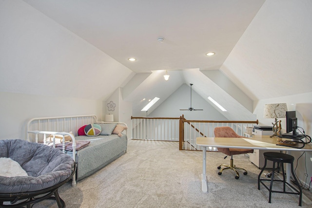 488 Solace Way S, Haven, MI 49090 - carpeted office featuring vaulted ceiling, a skylight, and recessed lighting