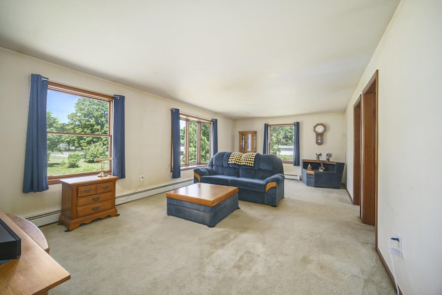 131 E Ave, Jackson, MI 49201 - living area with a baseboard heating unit, carpet, and baseboard heating