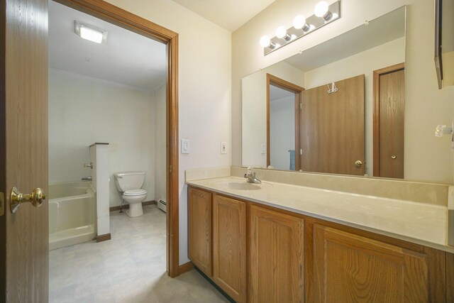 131 E Ave, Jackson, MI 49201 - full bathroom with vanity, a tub, tile patterned floors, and a baseboard heating unit