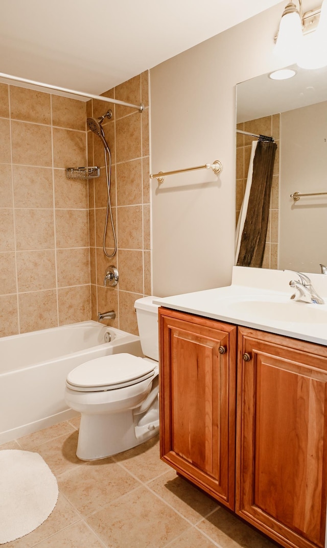 706 N Dockside Cir, Suttons Bay, MI 49682 - bathroom featuring shower / tub combo with curtain, vanity, and tile patterned floors