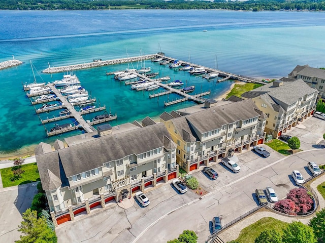 706 N Dockside Cir, Suttons Bay, MI 49682 - drone / aerial view of numerous boat docks and a large body of water