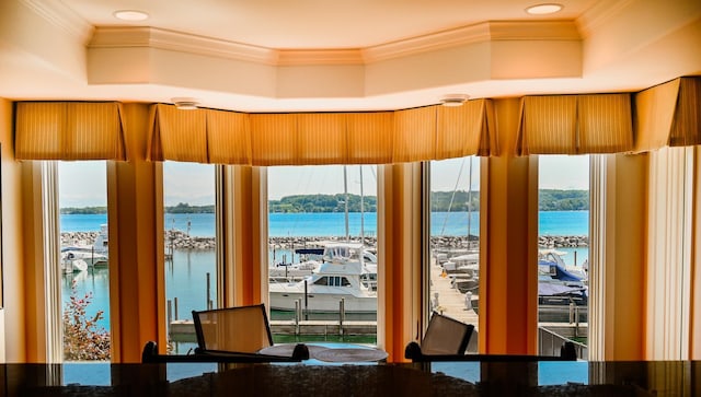 706 N Dockside Cir, Suttons Bay, MI 49682 - detailed view of nearby water and crown molding