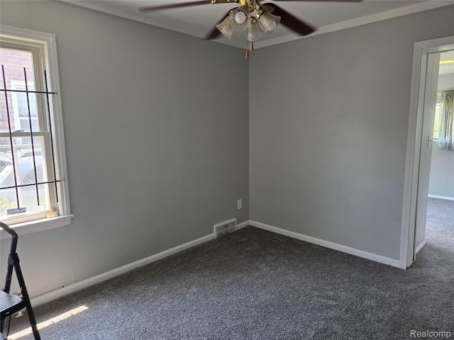19351 Braile St, Detroit, MI 48219 - spare room with dark carpet and ceiling fan