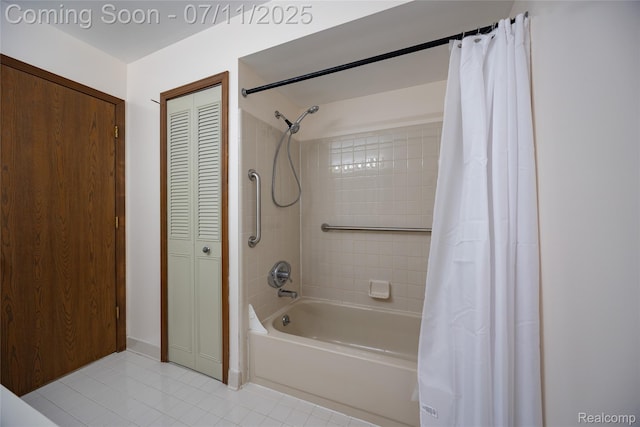 276 Meadow Bridge Dr, Rochester Hills, MI 48307 - full bathroom with a closet, shower / tub combo, and tile patterned flooring